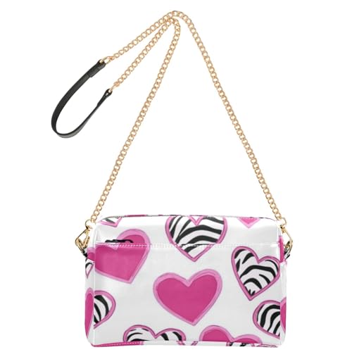 Crossbody-Taschen für Damen, veganes Leder, Umhängetasche, Reißverschluss, Damen-Schulterhandtaschen, Tier-Herz-Druck, dekoratives Material von GuoChe