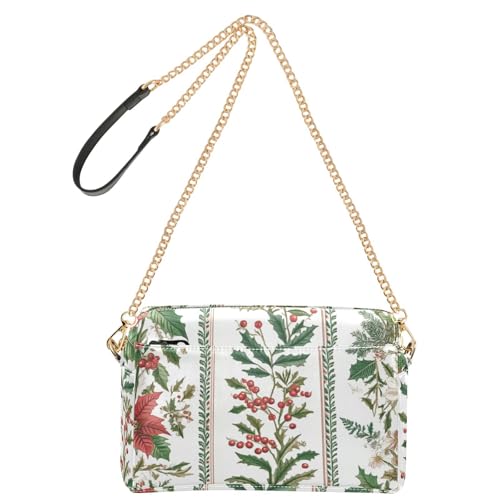 Crossbody-Taschen für Damen, veganes Leder, Umhängetasche, wasserdicht, Schulterriemen, Blumengirlande, Weihnachten, nahtlos von GuoChe