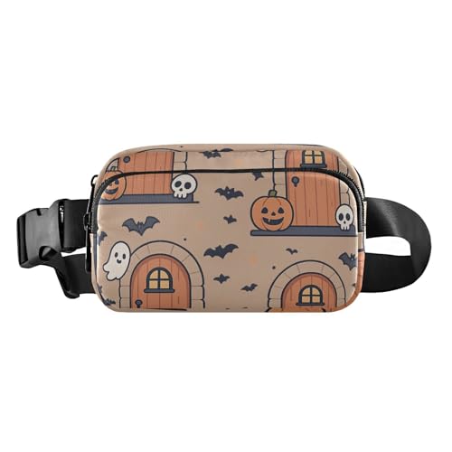 Doors and Pumpkins Halloween Pattern Fashionable Waist Pack Crossbody Bag for Women Men Teens Small von GuoChe