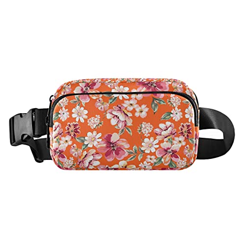 Gänseblümchen-Bauchtasche für Damen und Herren, Gürteltasche, Crossbody-Taschen mit verstellbarem Riemen, Mini-Hüfttasche für Workout, Laufen, Orange, Rot, Maschinenwäsche, 8 x 6.5 x 2.3 Inches, Bauchtasche von GuoChe