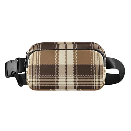 Gürteltasche mit braunem Schottenkaro, stilvolle Bauchtasche für Damen, Herren, Teenager, kleine Brusttasche von GuoChe