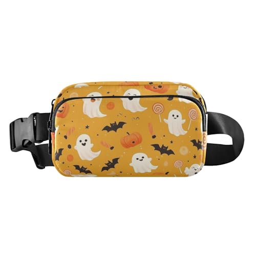 Gürteltasche mit orangefarbenem Kürbis-Halloween-Muster, stilvolle Gürteltasche für Damen und Herren, großes Fassungsvermögen von GuoChe