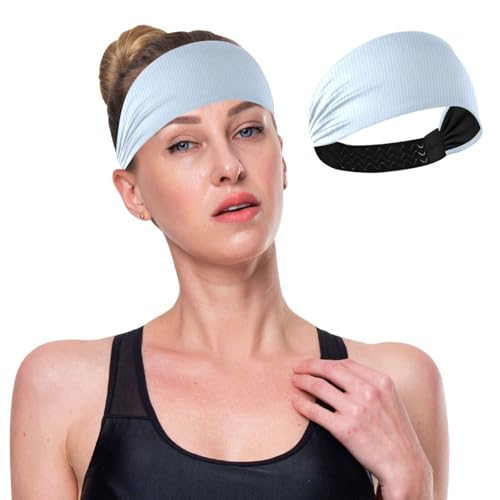 GuoChe Blaue vertikale Streifen, feuchtigkeitsableitend, weiche Stirnbänder für Damen, elastische Stirnbänder für Damen, zum Waschen des Gesichts, Fußball, täglicher Gebrauch, Yoga von GuoChe