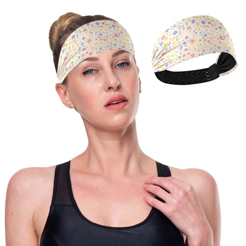 GuoChe Buntes kleines Blumenmuster, rutschfestes Damen-Stirnband, dehnbare Stirnbänder für Damen, zum Waschen des Gesichts, Workouts, Radfahren, Basketball von GuoChe