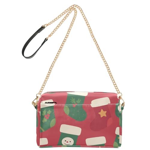 GuoChe Crossbody Kleine Tasche für Frauen Veganes Leder Damen Geldbörsen Wasserdicht Schultertasche Handtasche Weihnachtsstrümpfe Muster von GuoChe