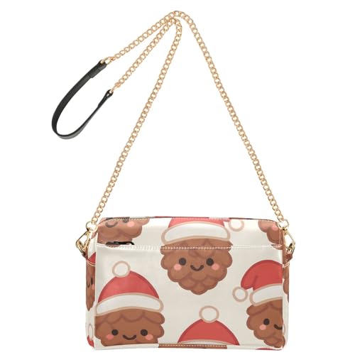 GuoChe Crossbody-Taschen für Damen, klein, veganes Leder, Croos-Body, Geldbörse, Reißverschluss, Schulterhandtaschen für Damen, Weihnachts-Tannenzapfen-Muster von GuoChe