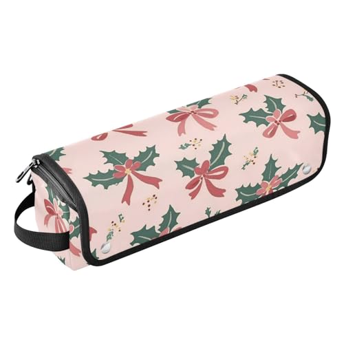 GuoChe Curling Iron Travel Holder Storage Bag with Iron Mat Holly Berry Bows Christmas Pattern von GuoChe
