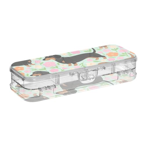 GuoChe Doppelstöckige Stiftebox für Schreibwaren mit Schnappdeckel, Kunststoff, transparent von GuoChe