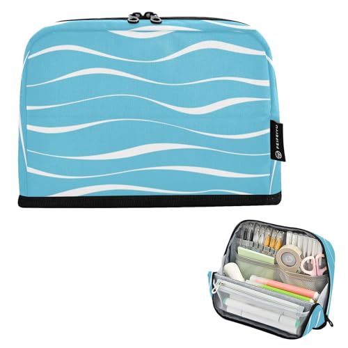 GuoChe Federmäppchen Stifteetui Kosmetik Multifunktional (prop23) für Erwachsene Kosmetik Blau Meereswellen von GuoChe