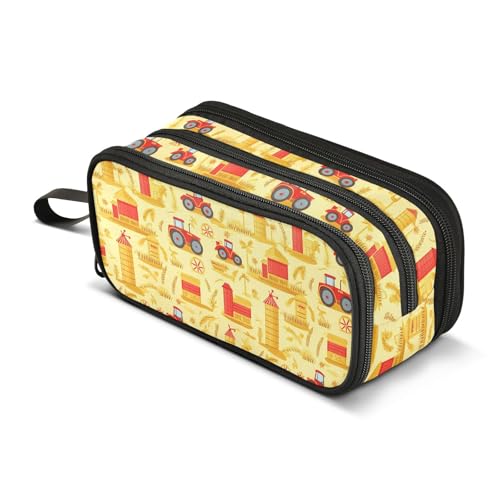 GuoChe Federmäppchen aus Nylon mit Traktor und Kornspeicher, großes Fassungsvermögen, Federmäppchen für Teenager, Schreibwaren für College-Teens von GuoChe