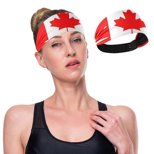 GuoChe Feuchtigkeitsableitendes Stirnband mit Kanada-Flagge, elastisches Schweißband für Damen, für Make-up, Volleyball, Laufen, Yoga von GuoChe