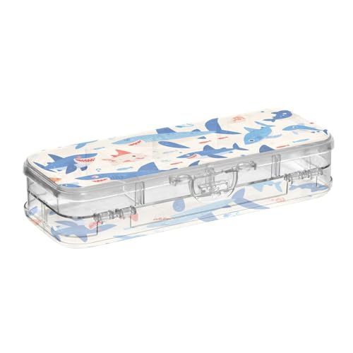 GuoChe Für Schreibwaren mit Schnappdeckel, transparente Stiftebox aus Kunststoff, doppelstöckig, harte Boxen von GuoChe