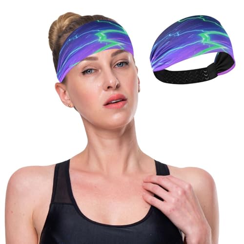 GuoChe Grüner Blitzbolzen, feuchtigkeitsableitend, breites Stirnband, dehnbarer Kopf für Damen, für den täglichen Gebrauch, Laufen, Fußball, Radfahren von GuoChe