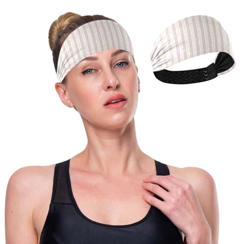 GuoChe Hellviolette Streifen und Blumenmuster, rutschfeste Damen-Stirnbänder für Haare, elastische Haarbänder für Damen, zum Wandern, Yoga, Volleyball-Workouts von GuoChe