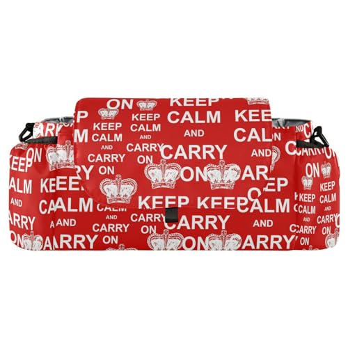 GuoChe Isolierter Kinderwagen-Organizer mit Aufschrift "Keep Calm", mit rutschfestem Schultergurt und Kinderwagen-Zubehör, Rot, Slogan Keep Calm Red von GuoChe