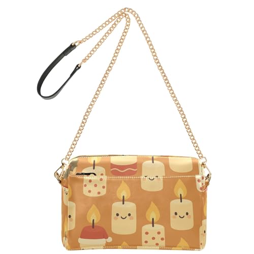GuoChe Kleine Umhängetasche für Damen, veganes Leder, Geldbörse für Teenager, wasserdicht, Damen-Schulterhandtaschen, Weihnachts-Kerzenmuster von GuoChe