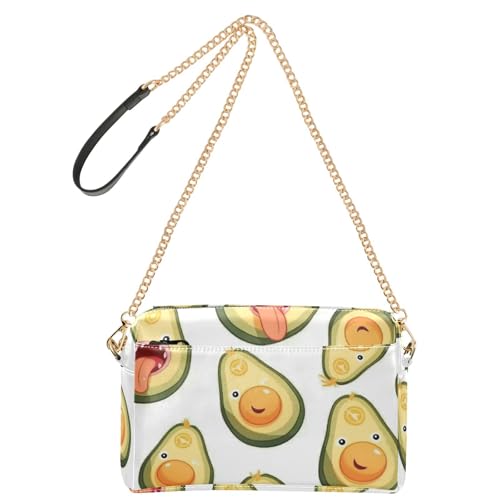 GuoChe Kleine Umhängetasche für Damen, veganes Leder, lässig, Alltag, Reißverschluss, Frauen-Schulterhandtaschen, lustige Avocado-Gesichter von GuoChe