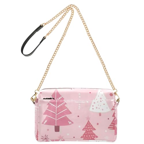 GuoChe Kleine Umhängetasche für Damen, veganes Leder, lässige Damen-Geldbörse, Reißverschluss, Schulterhandtaschen für Damen, Weihnachtsbäume von GuoChe