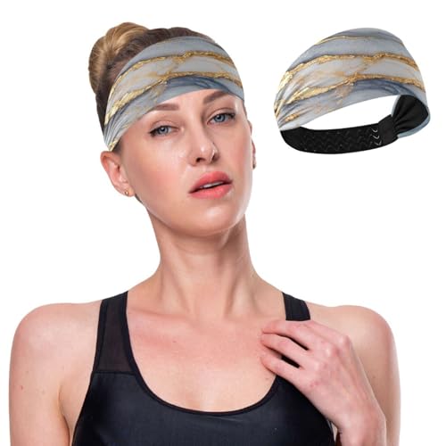 GuoChe Kühlendes Haarband für Damen, Marmor, grau-weiß, elastisches Haarband für Workout, Sport, Yoga, Make-up von GuoChe