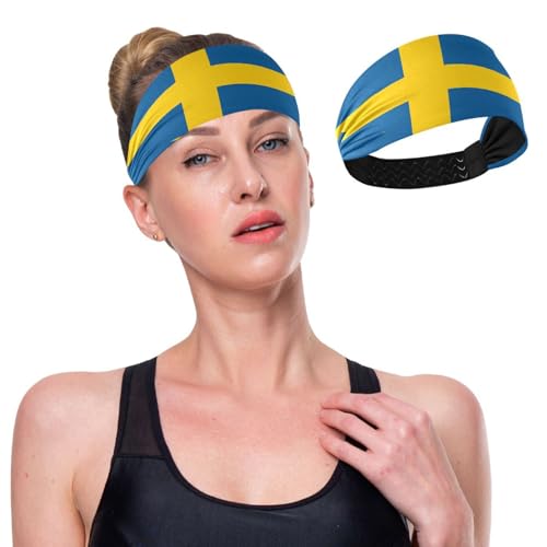 GuoChe Kühlendes Stirnband mit Schweden-Flagge, dehnbare Haarbänder für Damen, für Fußball, Sport, Laufen, Wandern von GuoChe