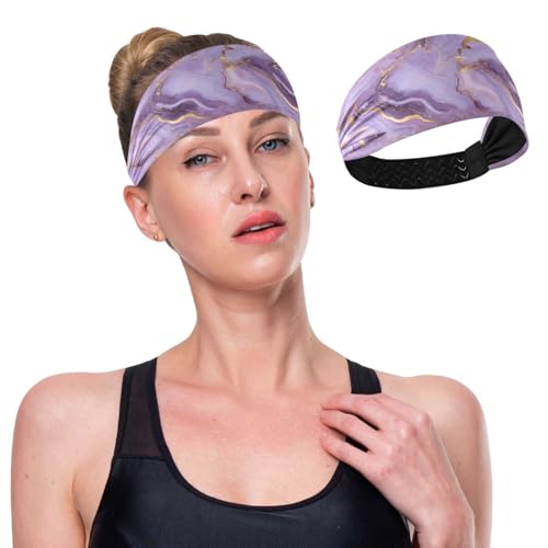 GuoChe Kühlendes Yoga-Stirnband mit Marmorstein, violett, dehnbarer Kopf für Damen, zum Laufen, für den täglichen Gebrauch, Laufen, Make-up von GuoChe