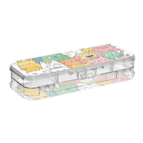 GuoChe Kunststoff-Box für Bleistifte, doppelstöckige Stifteetuis für Schreibwaren, mit Schnappverschluss und Deckel von GuoChe
