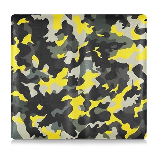 GuoChe Leder Auto Registrierung Versicherung & Ausweishalter Herren Damen Essential Wallet Case für Karten, wichtige Dokumente, Führerschein Fahrzeug Papierkram Schwarz Gelb Camouflage von GuoChe