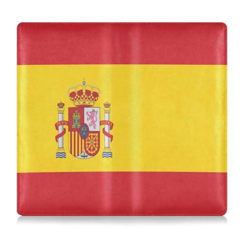 GuoChe Leder Auto Registrierung & Versicherung Kartenhalter Männer Frauen Auto Essentials für Fahrer Autobesitzer Anhänger Motorrad Boot Spanien Flagge von GuoChe