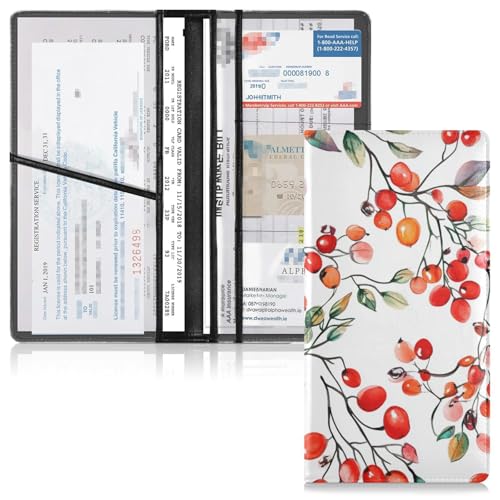 GuoChe Leder Auto Registrierung und Versicherung Kartenhalter Männer Frauen Auto Essentials für Karten, Essential Dokument, Führerschein Fahrzeug Papierkram Sweet Berry Fruit Rot Weiß GuoChe Leder Auto Registrierung und Versicherung Kartenhalter Männer Frauen Auto Essentials für Karten, Essential Dokument, Führerschein Fahrzeug Papierkram Sweet Berry Fruit Rot Weiß von GuoChe