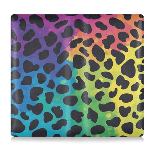 GuoChe Leder Registrierungs- und Versicherungskartenhalter Herren Damen Geldbörse Zubehör Tasche für jedes Auto, LKW, Motorrad, Anhänger oder Boot Mode Regenbogen Leopard Print von GuoChe