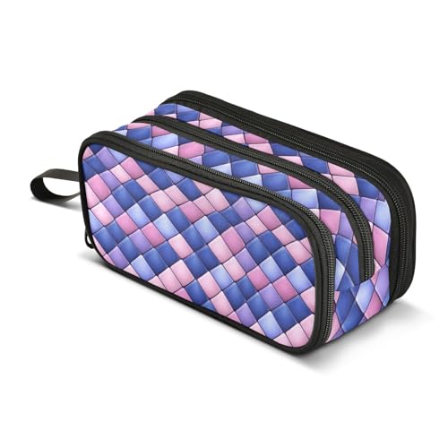 GuoChe Lustiges kariertes Federmäppchen aus Nylon, hohe Kapazität, großes Reißverschluss-Federmäppchen, Schreibwaren-Organizer für adrette Schule, Teenager, Blau GuoChe Lustiges kariertes Federmäppchen aus Nylon, hohe Kapazität, großes Reißverschluss-Federmäppchen, Schreibwaren-Organizer für adrette Schule, Teenager, Blau von GuoChe