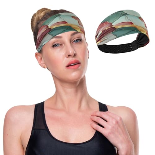 GuoChe Marmor-Stirnbänder für Damen, Salbeigrün, Burgunderrot, rutschfest, elastischer Kopf für den täglichen Gebrauch, Make-up, Fußball, Make-up von GuoChe