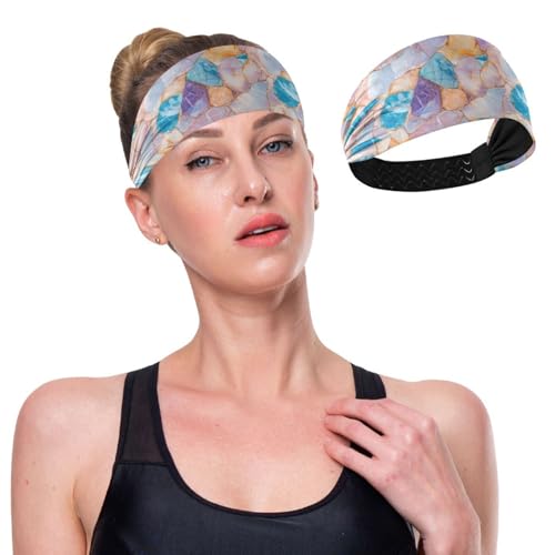 GuoChe Marmorsteine, schlicht, minimalistisch, rutschfest, modisch, Stirnbänder für Damen, elastisches Haarband zum Wandern, Volleyball, Workout, Volleyball von GuoChe