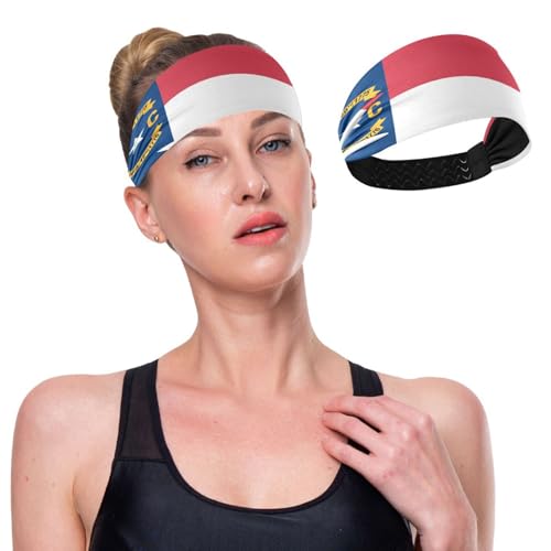 GuoChe North Carolina State Flag (USA), rutschfestes Lauf-Stirnband, dehnbare Haarbänder für Basketball, Make-up, athletisch, Sport, Wandern von GuoChe