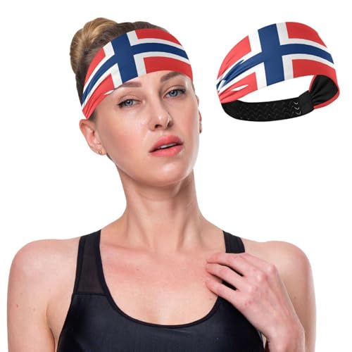 GuoChe Norwegen-Nationalflagge, perfektes Business-Konzept, rutschfest, Sport-Stirnband, elastischer Kopf zum Wandern, Laufen, Fußball von GuoChe