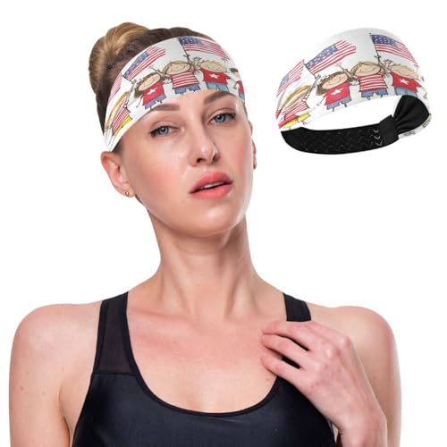 GuoChe Rutschfeste Stirnbänder für Kinder, winkende kleine Flaggen, trendiger elastischer Kopf für Damen, Volleyball-Workout, Tennis, Volleyball von GuoChe