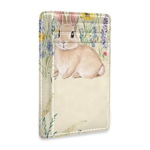 GuoChe Schlanke Damen-Geldbörse aus Leder mit Geldklammer, RFID-blockierend, Kreditkartenetui für Damen und Herren, Niedliche Hasenblume, Oster-5, 1 size, Modern von GuoChe