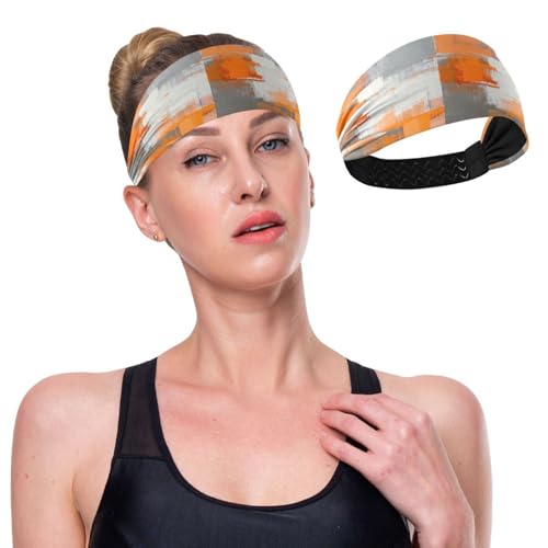 GuoChe Sport-Stirnband, dehnbar, für den täglichen Gebrauch, Radfahren, Sport, Basketball, Orange, Weiß, Grau, Tinte, Kunst, Malerei, Kühlung, Sport, Basketball von GuoChe
