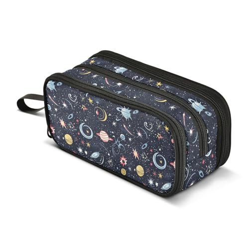 GuoChe Starry Night Star Sun Moon Nylon Large Pencil Case Pencil Bag Large Capacity Pencil Case For College Stationery Bag for Office Teen Boys von GuoChe