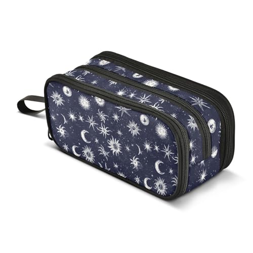 GuoChe Starry Night Star Sun Moon Nylon Pencil Bag Case Big Capacity Pencil Case For School Stationery for Office Women von GuoChe