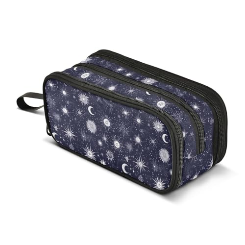 GuoChe Starry Night Star Sun Moon Nylon Pencil Bag College Big Capacity Art Pencil Case Stationery Bag for High School Adolescents von GuoChe