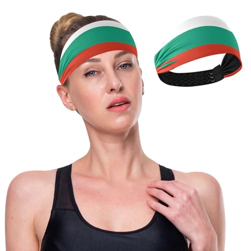 GuoChe Stirnbänder mit Bulgarien-Flagge, kühlend, extra breit, elastische Schweißbänder für den Kopf, für Fußball, Laufen, Volleyball, Wandern von GuoChe