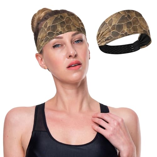 GuoChe Stirnband mit Tierbüffelhaut, Ledertextur, Khaki, kühlendes Workout-Stirnband, dehnbares Schweißband für Damen, zum Laufen, Radfahren, Laufen, Make-up von GuoChe