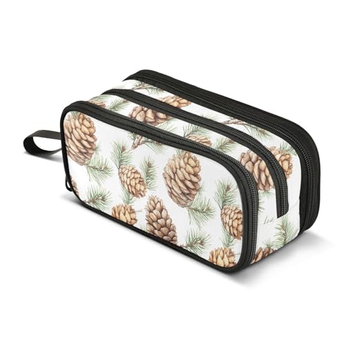 GuoChe Tannenzapfen, Tannenzapfen, Nylon, großes Reißverschluss-Federmäppchen, hohe Kapazität, College-Federmäppchen, Schreibwaren-Tasche für Elementarmann von GuoChe