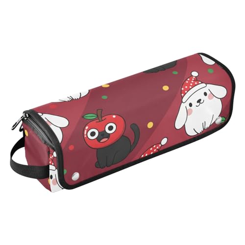 GuoChe Tragetasche, flacher Lockenstab, wasserdichter Organizer und hitzebeständige Matte, weihnachtliches Hunde- und Apfelmuster von GuoChe