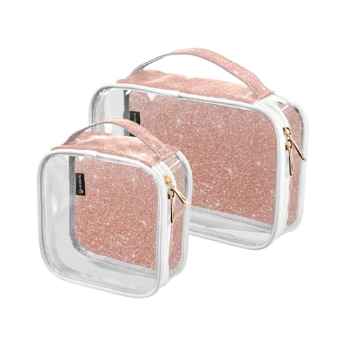 GuoChe Transparente Kosmetiktasche mit großem Fassungsvermögen, wasserdicht, transparent, Make-up-Pinseltasche für Damen, Premium-Kulturbeutel, 2 Stück, Rosa, Bunt, 1 size von GuoChe