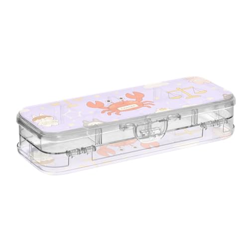 GuoChe Transparente Kunststoff-Bleistiftbox mit Doppelstöckigen Stiftebehältern für Schreibwaren mit Deckel von GuoChe