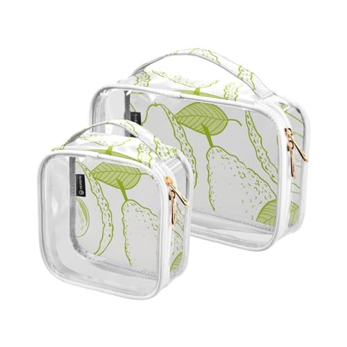 GuoChe Transparente Mini-Kosmetiktasche für Geldbörse, wasserabweisend, transparent, für Damen, Premium-Kulturbeutel, 2 Stück, Avocado-Slice, Bunt, 1 size von GuoChe