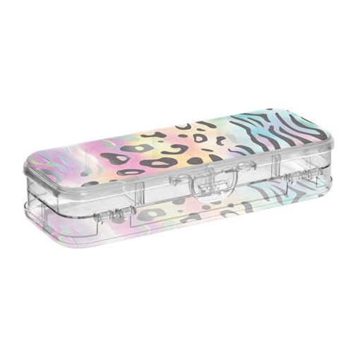 GuoChe Transparente Stiftebox, doppelstöckig, hart, für Schreibwaren, mit Schnappdeckel von GuoChe