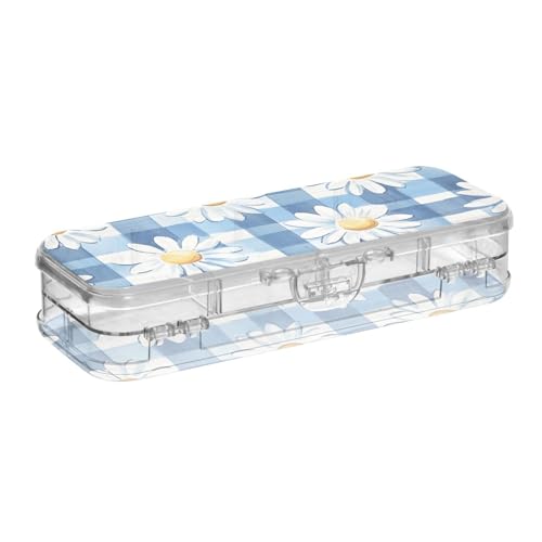 GuoChe Transparente Stiftebox aus Kunststoff, doppelstöckig, für Schreibwaren, mit Schnappdeckel von GuoChe